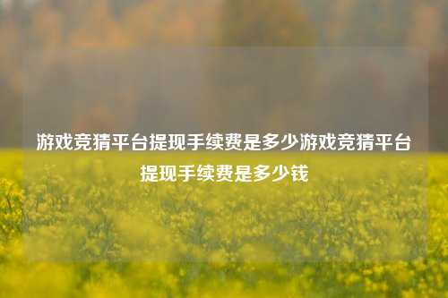 游戏竞猜平台提现手续费是多少游戏竞猜平台提现手续费是多少钱