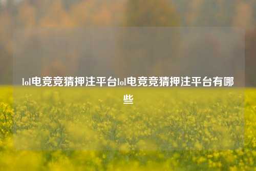 lol电竞竞猜押注平台lol电竞竞猜押注平台有哪些