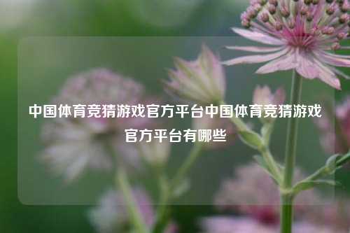 中国体育竞猜游戏官方平台中国体育竞猜游戏官方平台有哪些
