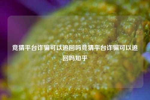 竞猜平台诈骗可以追回吗竞猜平台诈骗可以追回吗知乎
