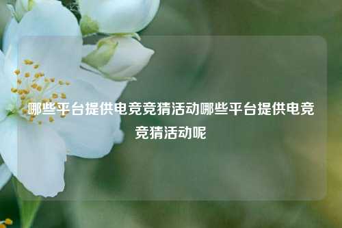 哪些平台提供电竞竞猜活动哪些平台提供电竞竞猜活动呢