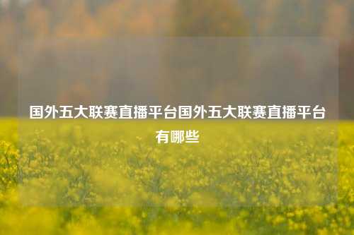 国外五大联赛直播平台国外五大联赛直播平台有哪些