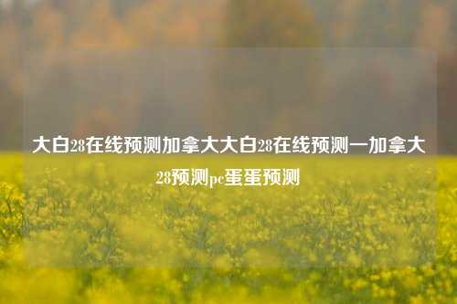 大白28在线预测加拿大大白28在线预测一加拿大28预测pc蛋蛋预测